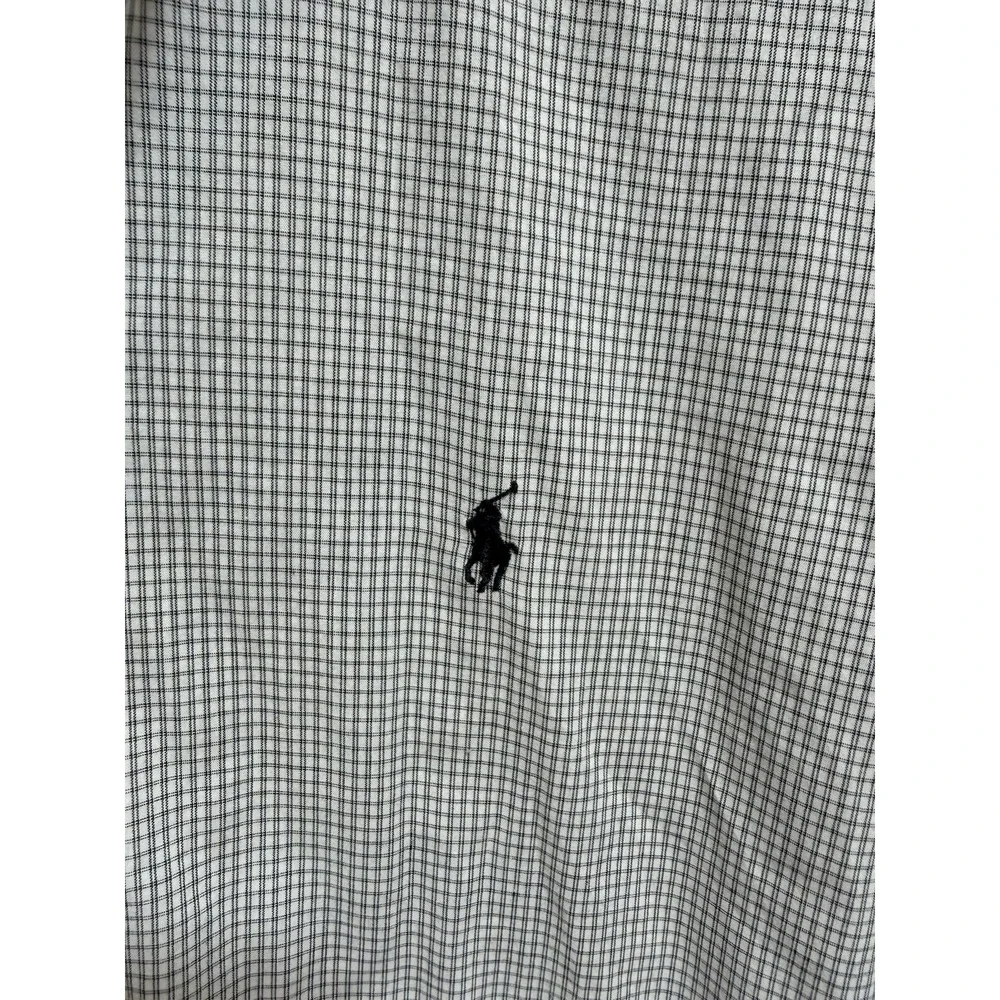 Men's Ralph Lauren Polo  Button Up Long Sleeve Preppy White Black Checked 15 1/2 - Picture 2 of 8